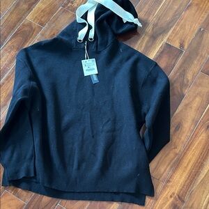 Zara Black Hoodie Sweater with Cream Drawstrings